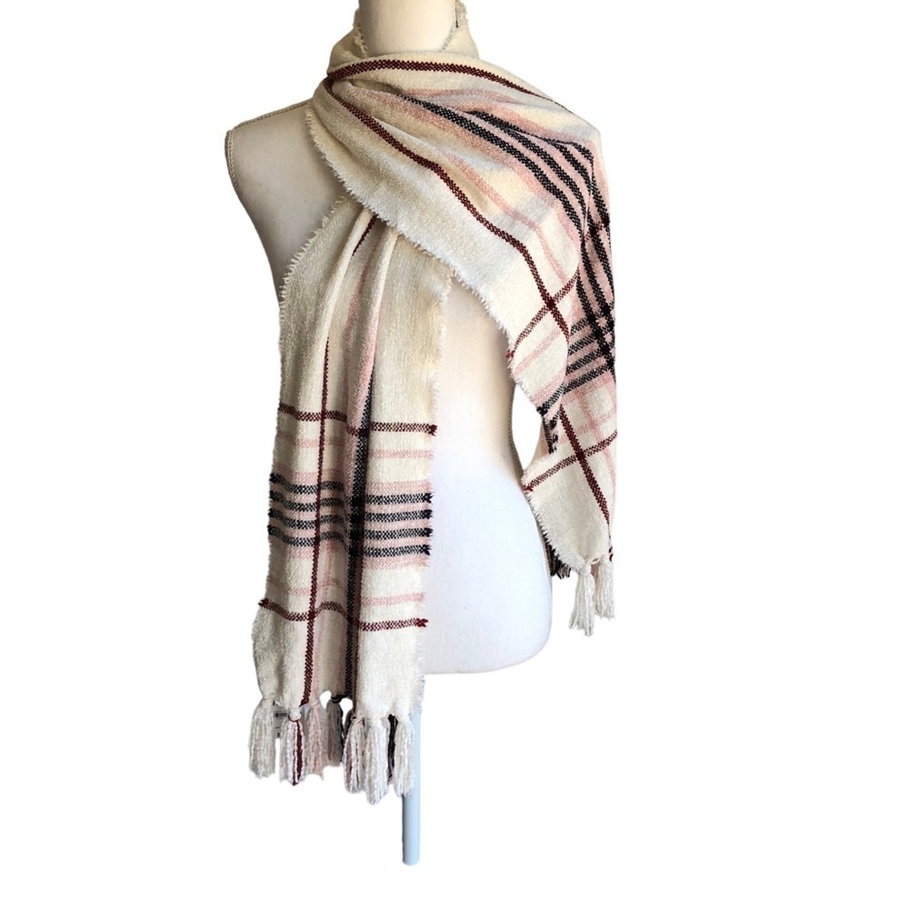Charter Club Plaid Chenille Fringed Scarf NWT